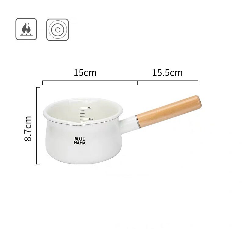 Pot de cuisine, chauffe-eau en porcelaine à poignée unique, chauffage lait nourriture pour bébé casserole de cuisine Sauce Pot de cuisine pour cuisinière à Induction et cuisinière à gaz: White C