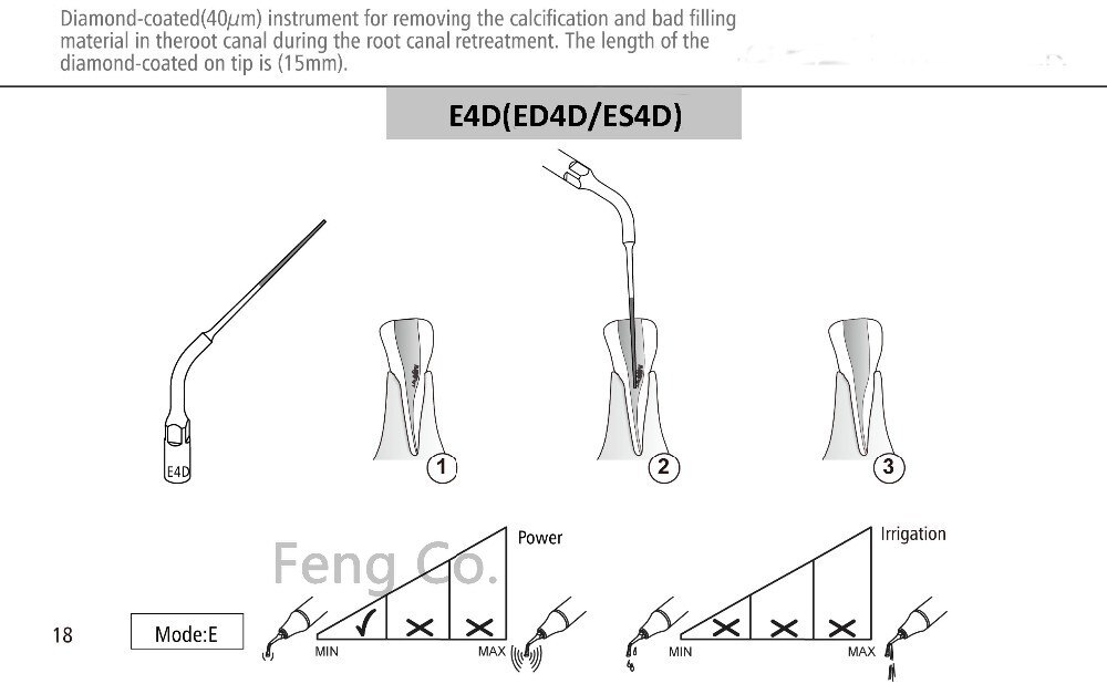 E4D Ultrasonic Scaler Tips Endo Perio Dental Scaling Fit EMS Woodpecker Handpiece Dentistry Instrument