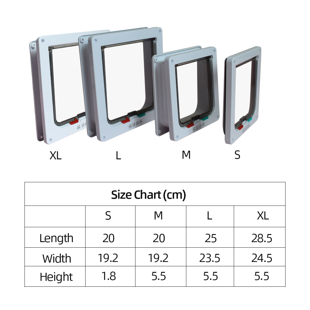 Abs Plastic S/M/L/Xl Dier Kleine Kat Hond Poort Deur 4 Way Locking Kat beveiliging Flap Deur Intellgent Controle Kat Huisdier Deur