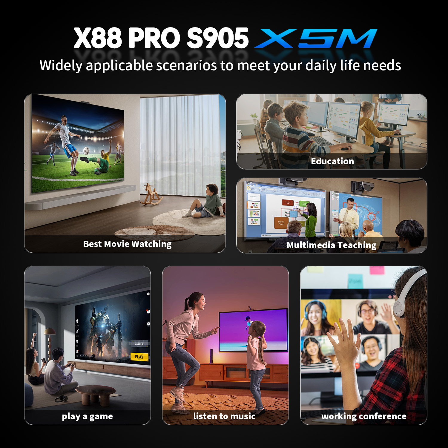 Android 14 TV BOX X88 PRO X5M Amlogic S905X5M Quad Core 4K 1000M Ethernet BT 5.0 Sprachfernbedienung Media Player Set Top Box