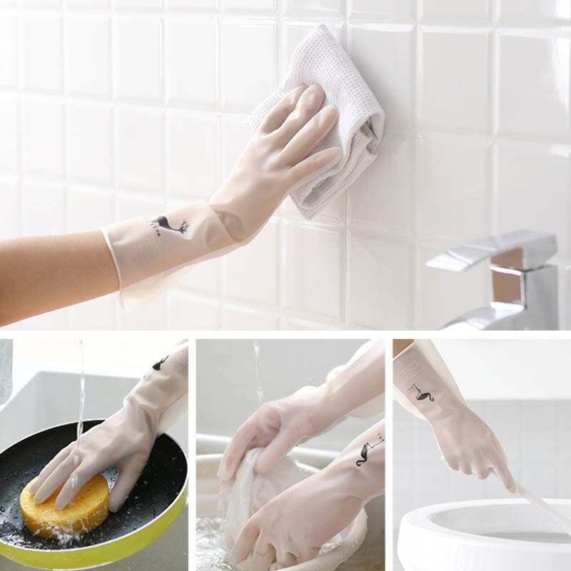1 Pair Waterproof Household Cleaning Tools Cleaning Glove Kitchen Silicone Dish Washing Gloves Portable Garden Cleaning Gloves