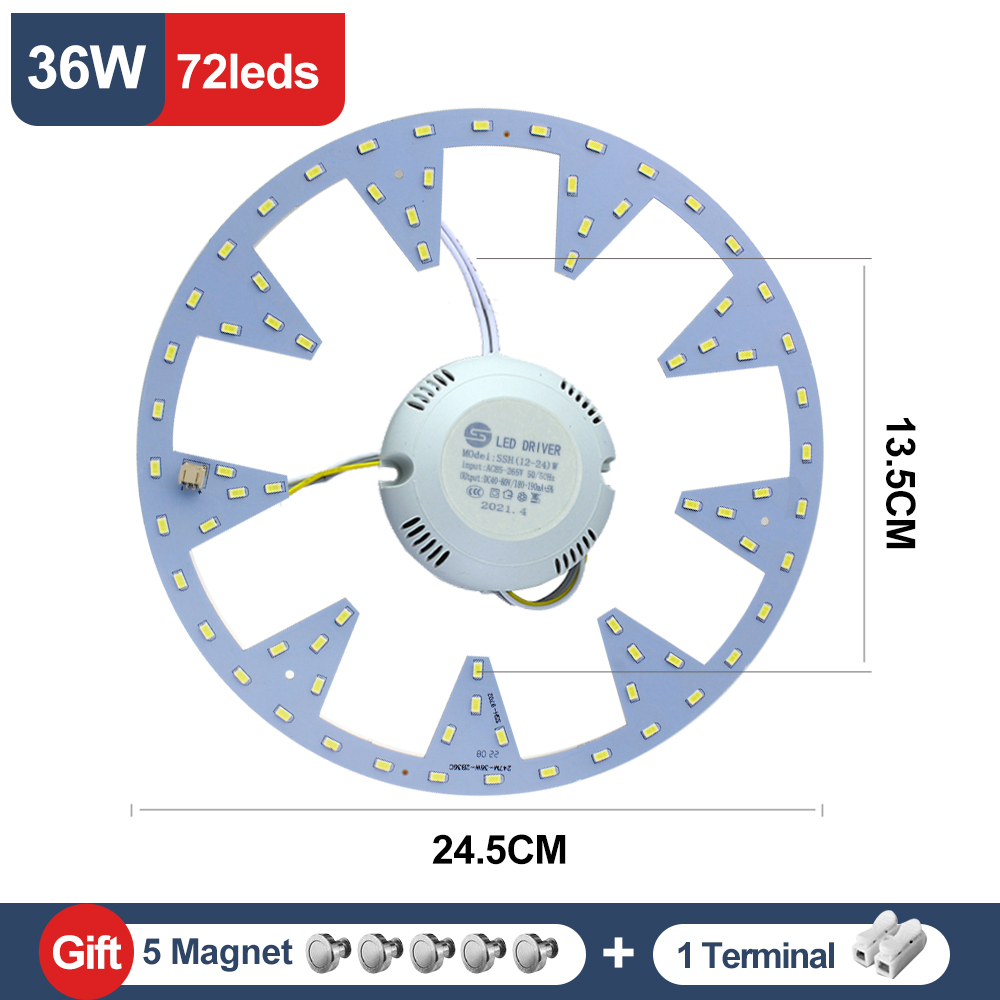 Módulo LED de 220V, Panel LED de anillo, 12W, 15W, 18W, 24W, 30W, 36W, 40W, 50W, Kit de luz LED de repuesto para luces de ventilador de techo: Amarillo claro