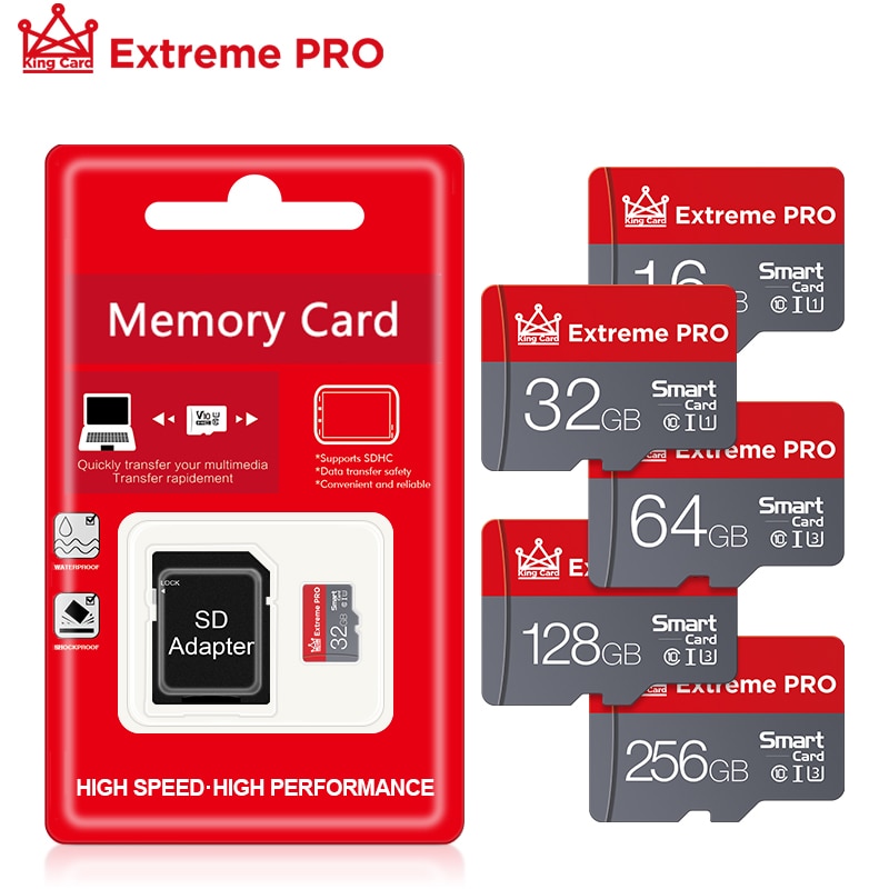 Class 10 Memory Card Microsd 16 32 64 128 256 GB Micro SD TF Card 16GB 32GB 64GB 128GB 256GB for Smartphone Adapter