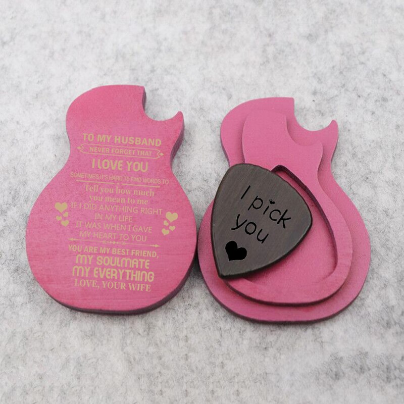 Guitare en bois médiator boîte pères mari papa plectre acoustique homme scène boîte directe magasin Q00022 gravé: Q00022 Pink