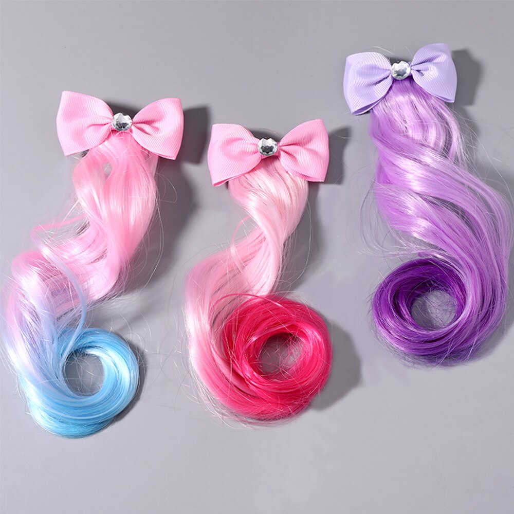 Novo crianças colorido peruca acessórios de cabelo arco cachos grampos de cabelo meninas crianças desempenho peruca hairpins headwear