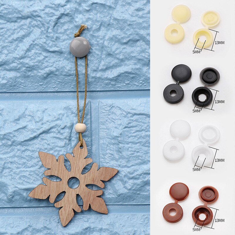 100Pcs Plastic Screw Caps Covers Decorative Snap Buttons White Black Brown