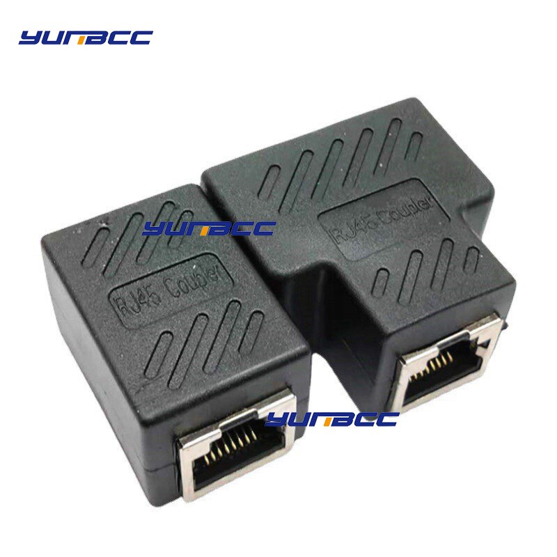 2 Pcs RJ45 network cable connector butt joint double-through head module network cable extension PCB shield extender