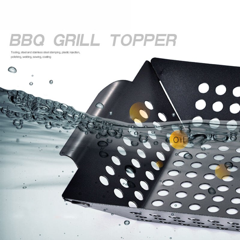 Non-stick Square Grill Pan Outdoor Stainless Steel Barbecue Grill Plate Vegetable Barbecue Basket Tray BBQ Tools Kitchen Gadgets