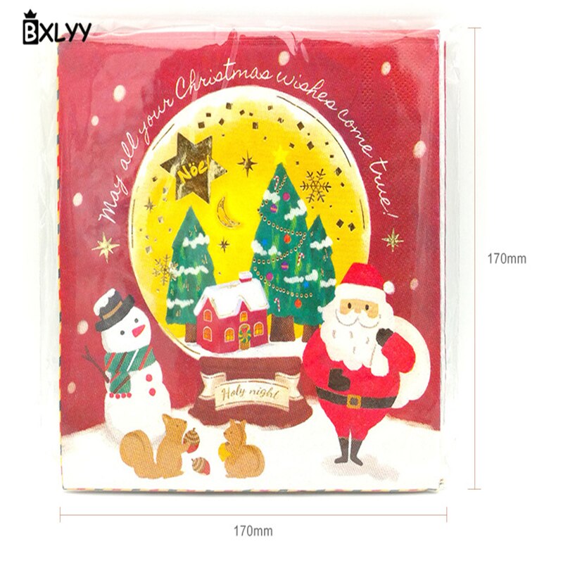 BXLYY Kerst Dubbeldekker Afdrukken Papieren Handdoek Kerst Decoratie Feestartikelen Home Decoratie Accessoires Baby Shower.7