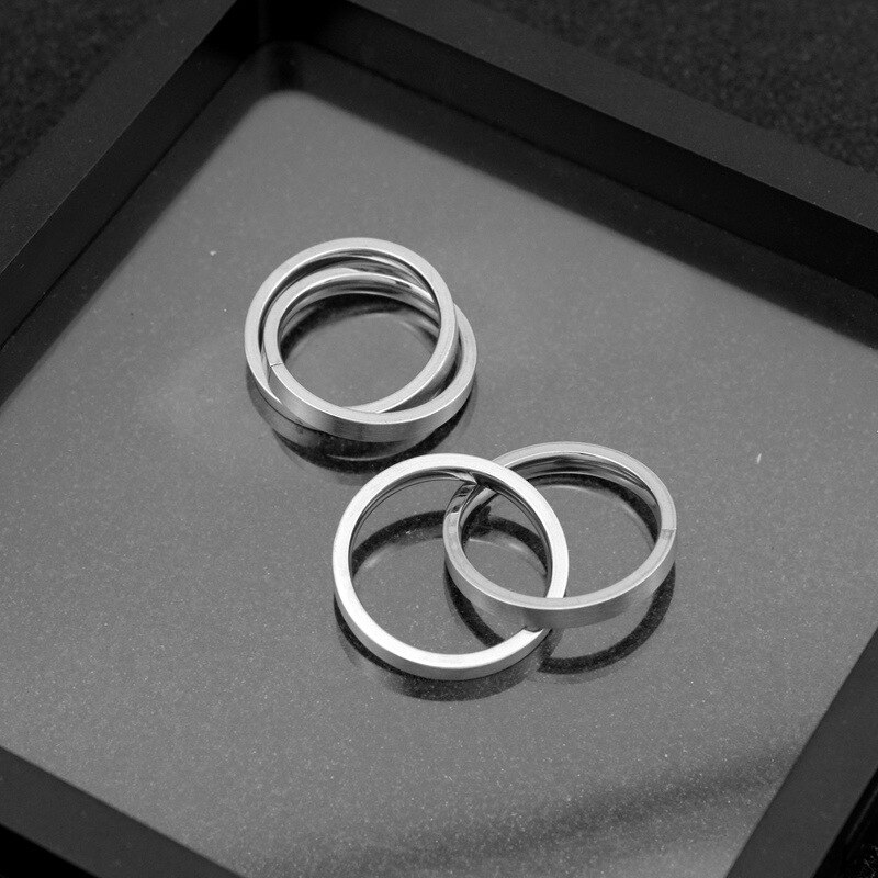 Anillos dobles de acero inoxidable para hombre y mujer, anillos sencillos sin definir, joyería de San Valentín, accesorios de compromiso, estilo coreano