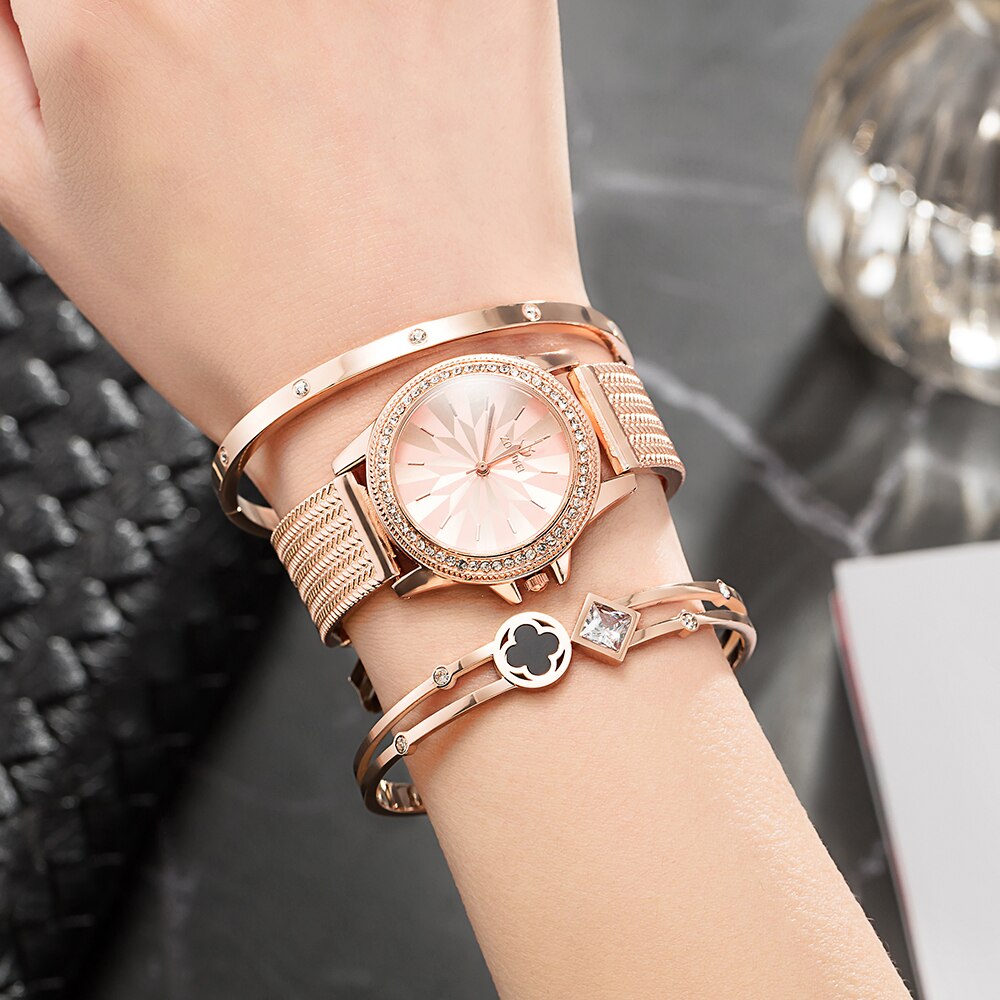 Vrouwen Armband Horloges Set Met Grote Horloge Doos Zonmfei 3 Pcs Horloge Armband Set Voor goede Vriend