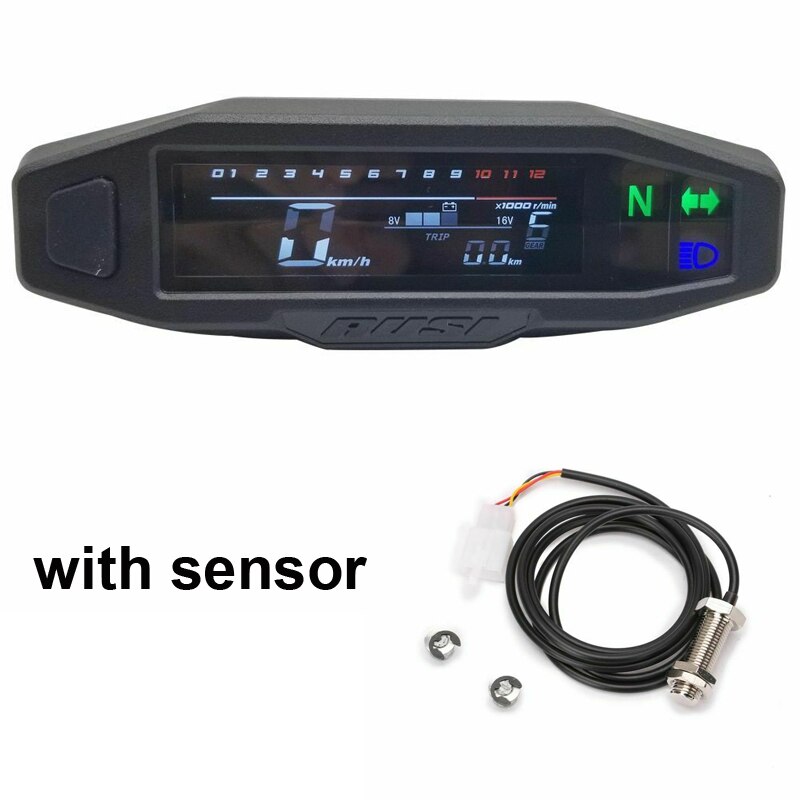 Motorcycle LCD Meter Speedometer RPM Universal Digital Odometer Electric Injection And Carburetor Meter For Russian KR200: With Sensor