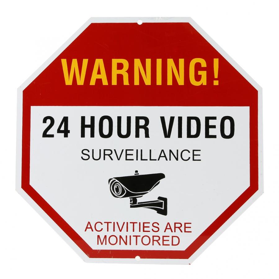Video Surveillance Warning Sign 30*30cm 24 Hour Video Surveillance Security Avoid Intruders Novelty Aluminum Warning Sign