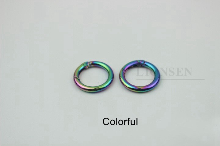 2PCS 20MM Metal Spring Gate O Ring Trigger Clasp Clips Snap Buckle Hook Keychain DIY Bag KeyRing Handbag Hardware Accessories: Colorful