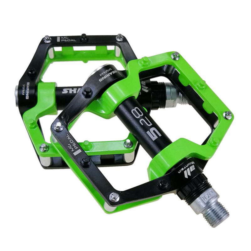 2pcs SHAMASHI Cycling Pedals Aluminum Alloy Bicycle Pedals Ultralight Non-slip Antiskid Road MTB Mountain Bicycle Pedals: black green