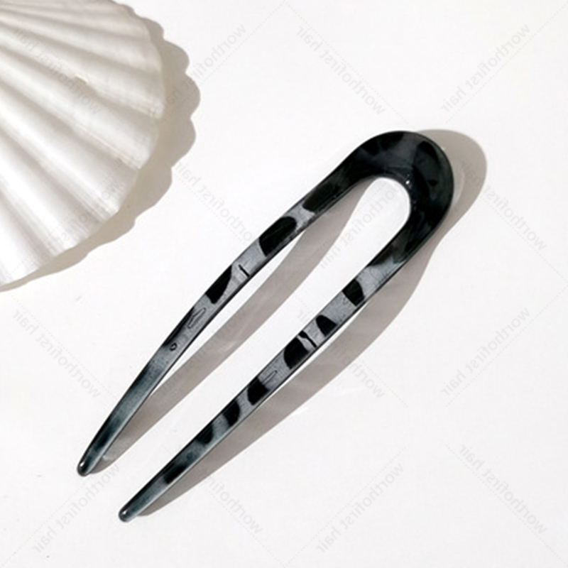 Women Hairpin Simple U Shape Plastic Hair Sticks Sweet Hair Holder Clips Headband Hair Accessories: GRAY