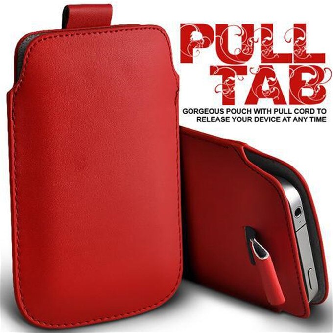 Voor Iphone 4 4S 4G Case Universal Pull Tab Pu Leather Sleeve Pouch Tassen Telefoon Gevallen Voor IPhone4 fundas Tas Voor IPhone4S Coque: Rood