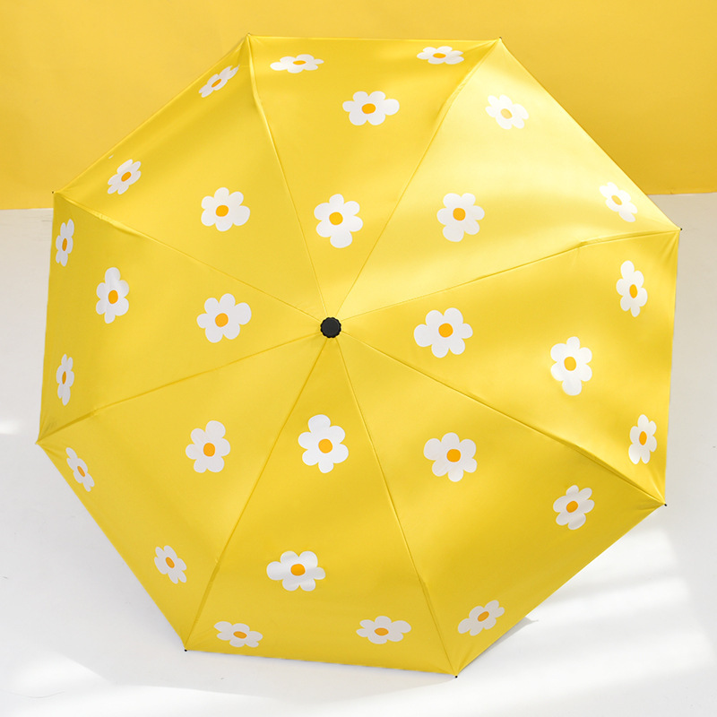 Rain Umbrella Parasol Folding Parasol UV-Protection Rain Or Shine Dual Purpose Umbrella Hipster eye charm san: Manual Yellow  Thick Vinyl
