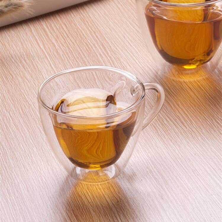 Double Coffee Mugs With the Handle Mugs Drinking Insulation Double Wall Glass Tea Cup Drinkware Milk: G 180ml