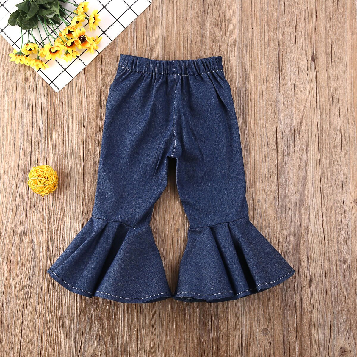 Pudcoco Kids Jeans Toddler Kids Baby Girl Wide Leg Flare Jeans Long Pants Denim Bell-Bottoms Pants Casual Trousers
