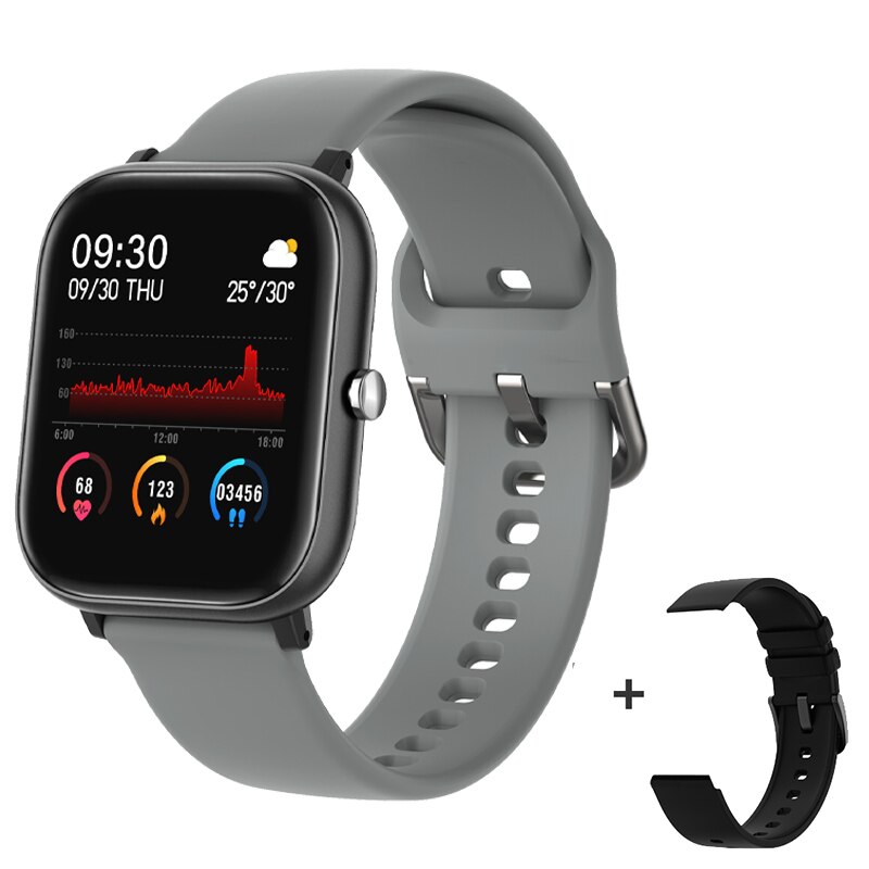 Original MoreFit P8 SE montre intelligente pour hommes femmes moniteur de fréquence cardiaque étanche pleine touche Smartwatch VS Y68 P8 W26 Smartwatch: Gray Black