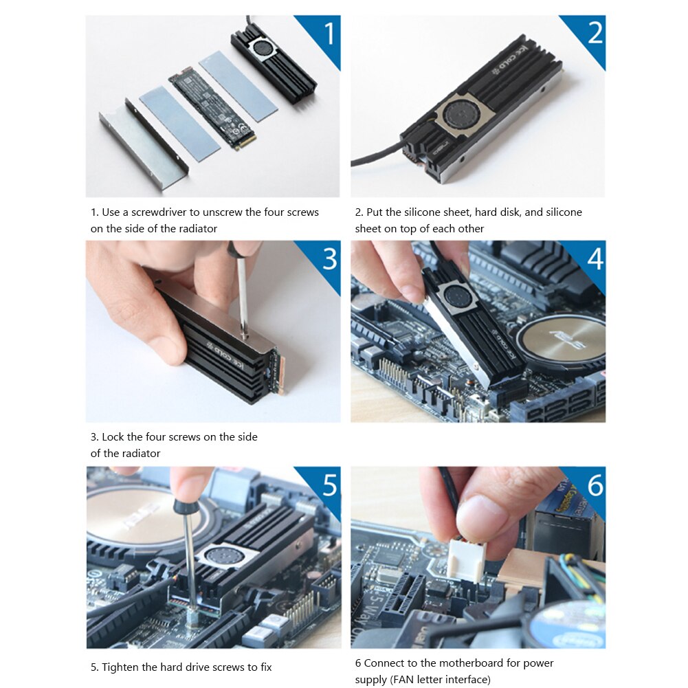 Ineo M.2 SSD Heatsink Cooler M.2 NVME 2280 HDD Solid State Hard Disk Radiator Aluminum Double-sided Cooling Pad Ventilador