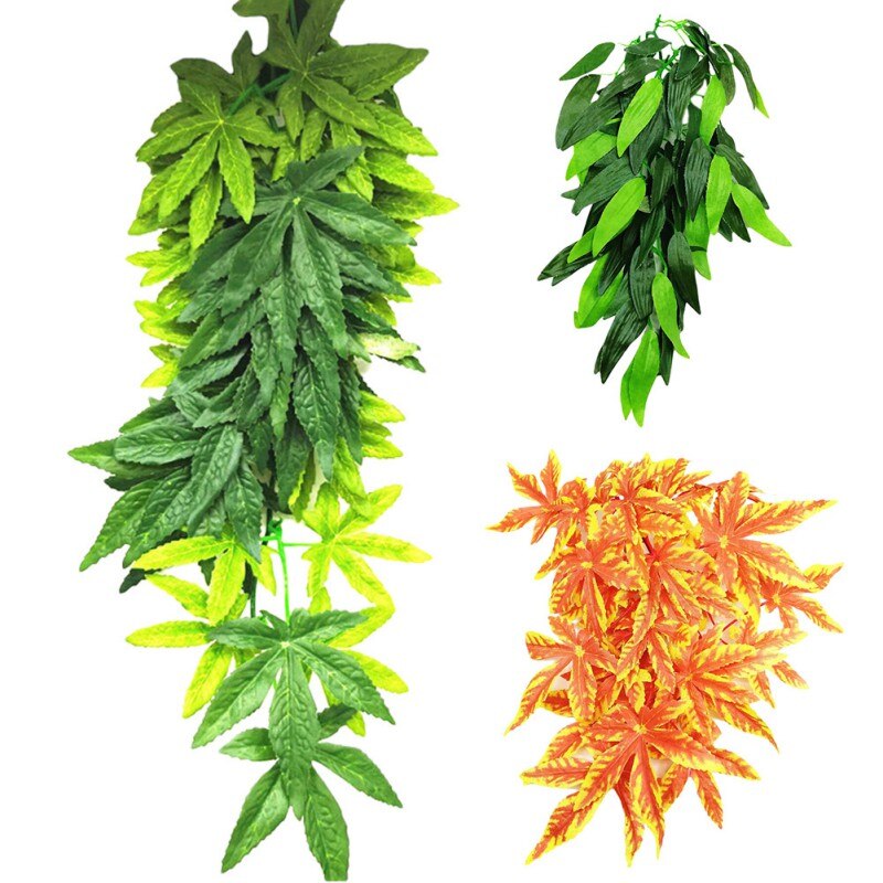 Plantes de décoration de Terrarium pour reptiles, plantes avec ventouse pour animaux de compagnie amphibiens, lézard, serpent, escalade, décor d&#39;aquarium