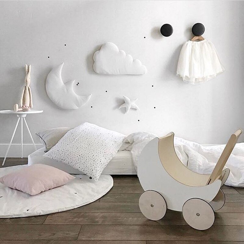 3 Stks/set Moon Star Muur Decor Ins Nordic Stijl Katoen Cloud Ornamenten Kinderkamer Decoraties Muurstickers Fotografie Props