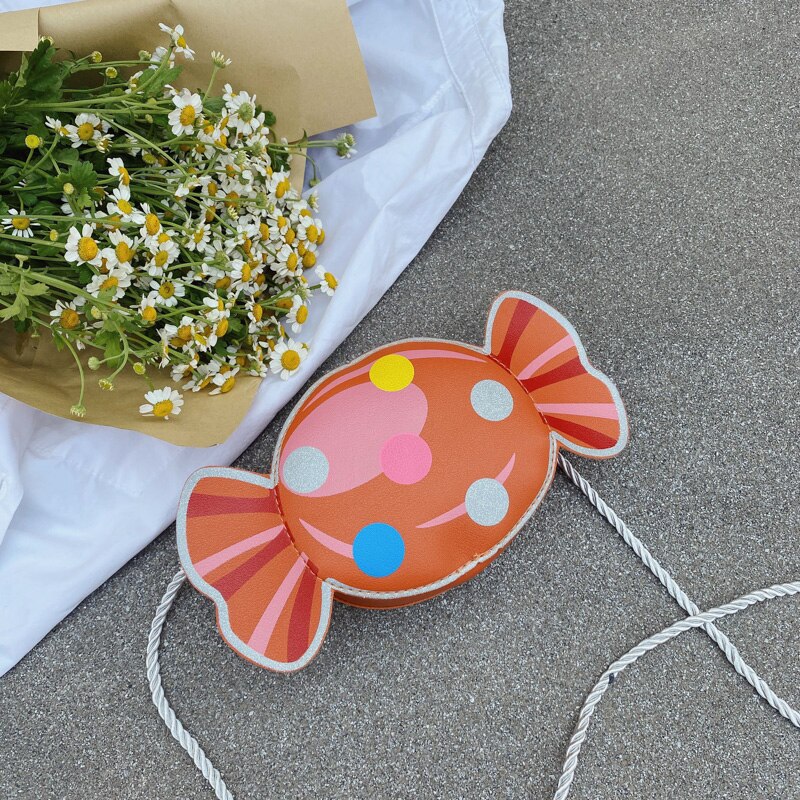 Lovely Kids Girls Candy Shape Crossbody Bag Shoulder Bag for Travel Party: Orange