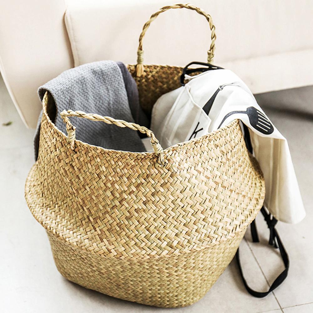 Cesta de mimbre plegable para colgar, maceta de mimbre hecha a mano para plantas, maceta moderna decorativa para el hogar