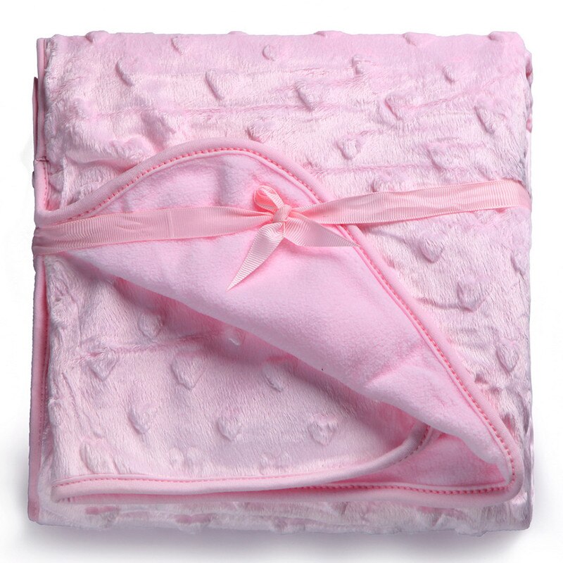 baby blanket newborn warm soft wool blanket and baby bedding set: pink heart