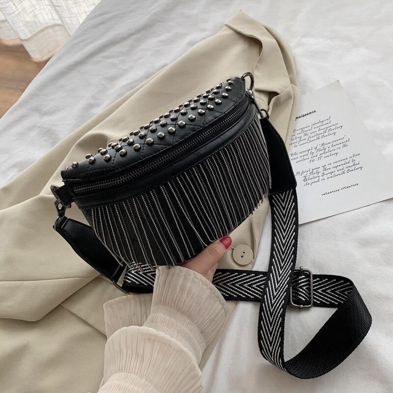 Casual Voor Vrouwen Crossbody Tassen Kwastje Schoudertas Messenger Bag Vrouwelijke Mode Handtassen En Portemonnees Heuptas: Black