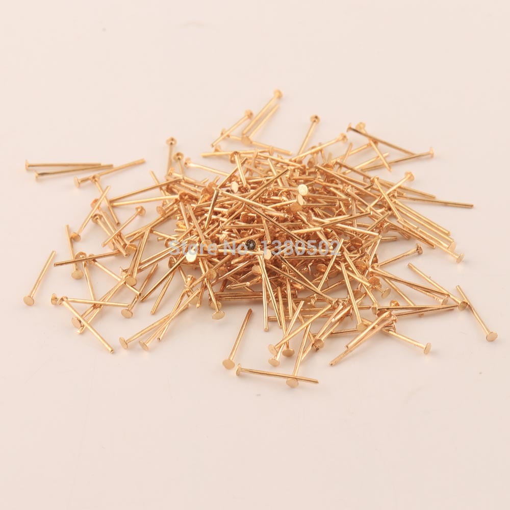 100 stks/partij Goud Kleur Metal flat head pins 14/24/28/30/32mm dunne pins voor kralen sieraden maken 21Ga 0.7mm