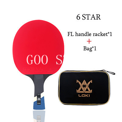 LOKI 6 Star Sticky Table Tennis Racket 7 ply Carbon Blade PingPong Bat Pimples in Ping Pong Paddle for Fast Attack: Long handle FL