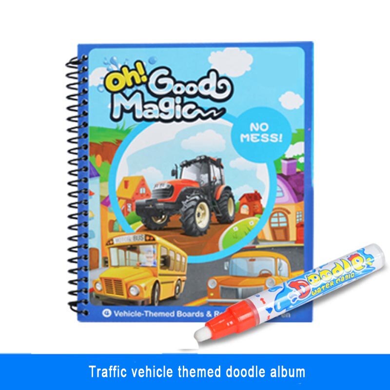 Disegno Album Giocattoli Del Fumetto Vernice Learning Libro Libro di Doodle Album di Pittura Acqua Riciclabile Colorazione Notebook Ricaricabile Penna Cartone: Traffic vehicle