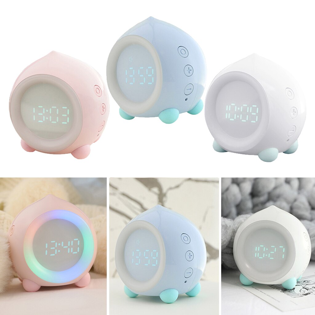 Digital Cute LED Alarm Clock Modern Night Light Clock Desktop Table Decor Voice Control Snooze Function Desk