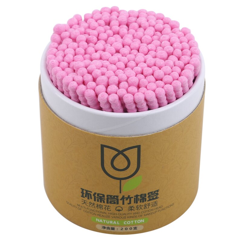 Cotton Swab Disposable Double-headed Bamboo Stick Swab Soft Buds Cleaning Of Ears Color Tampons Pampons Health Beauty Supplies: Pink