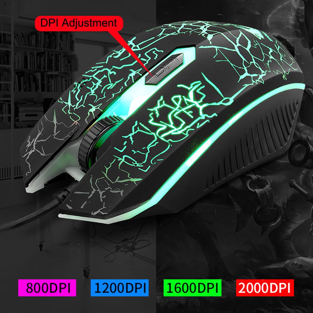 T5 Rainbow Backlight Keyboard And Mouse Set game Keyboard adjustable DPI Mouse Usb Ergonomic Gaming English Russian