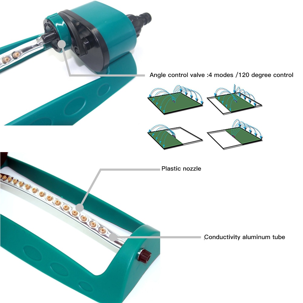 15 holes Adjustable Garden Sprinklers Watering Grass Lawn Rotary Nozzle Rotating Water Sprinkler System Garden Supplies