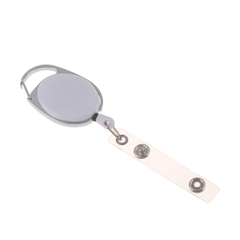 Retractable Reel Pull Key ID Card Badge Tag Clip Holder Carabiner Style Black keychain 10*3cm: White