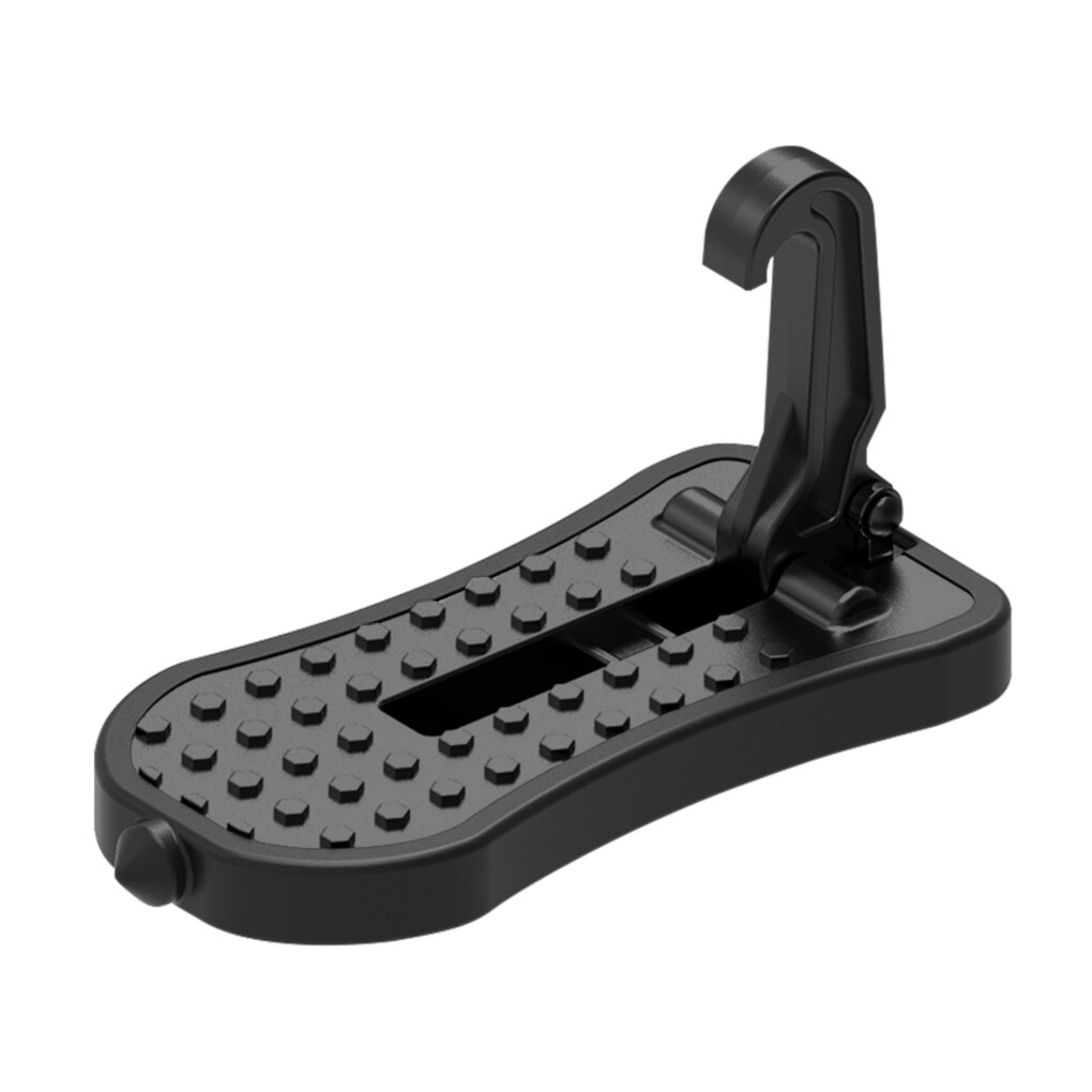 Universal Foldable Car Door Step Pedal Universal Auto Rooftop Luggage Ladder Hooked Foot Pegs Doorstep Safety Hammer: Black