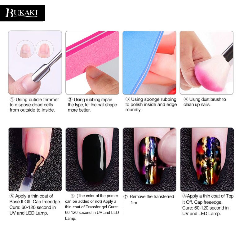 BUKAKI Nail Foils Glue Transfer Decoration DIY Nail Beauty Stickers Accessories Nail Art Manicure Gel Lak Polishes