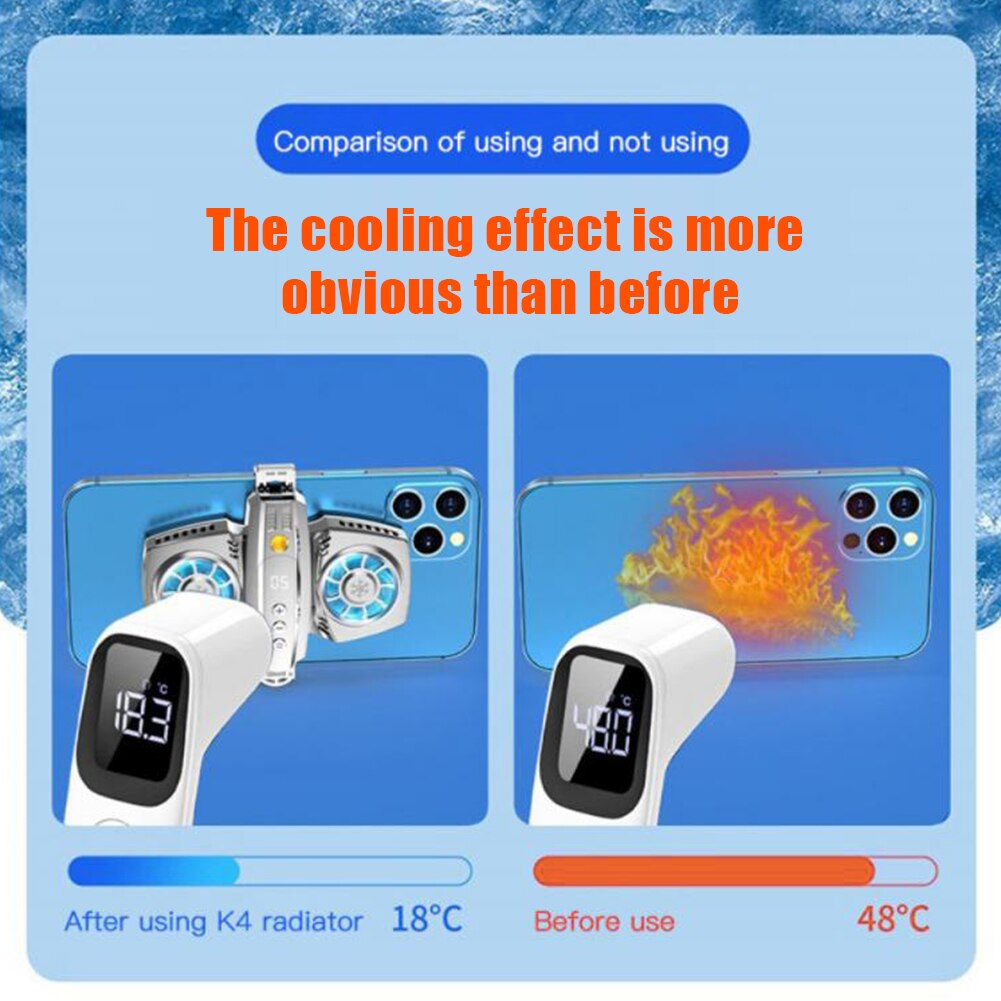 Halfgeleider Dual Koelventilator Radiator Usb Telefoon Cooler Smartphone Lcd Temperatuur Display Koellichaam Mobiele Telefoon Gamer Koelers