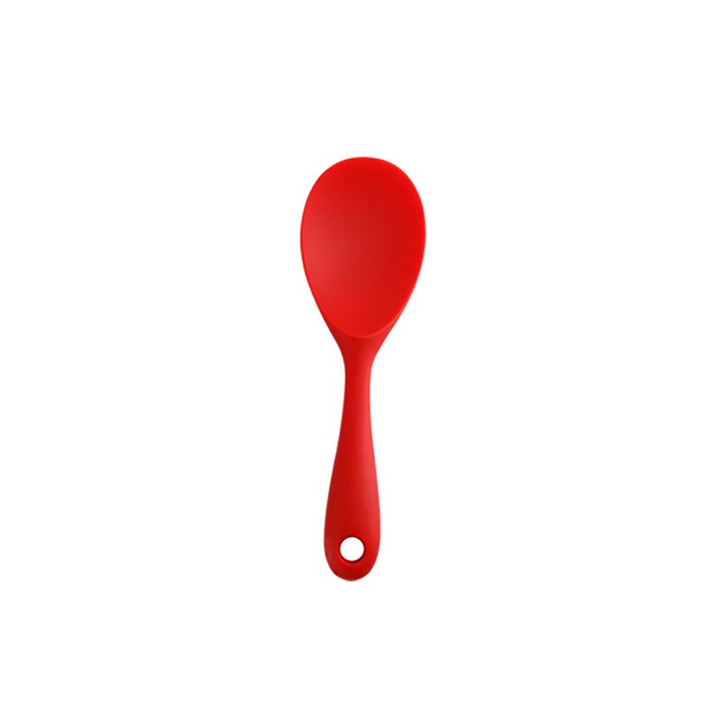 Silicone Kitchenware Cooking Utensils Set Non-stick Cookware Spatula Beaters Handle Kitchen Cooking Tool Set: RED 5