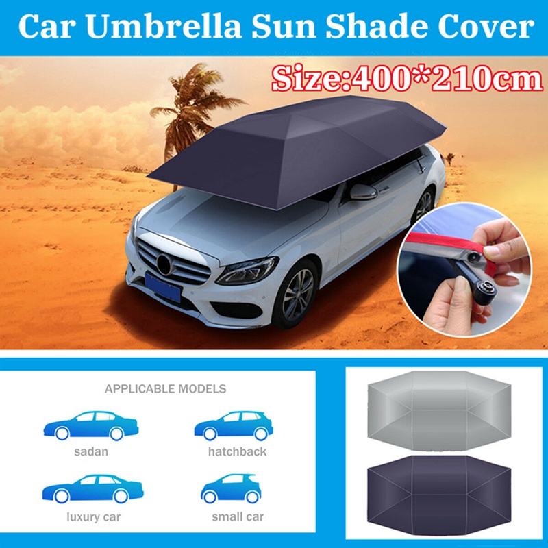 Auto Paraplu Zonnescherm Cover Tent Doek 4X2.1M Universele Uv Beschermen Zonder Beugel Zilver