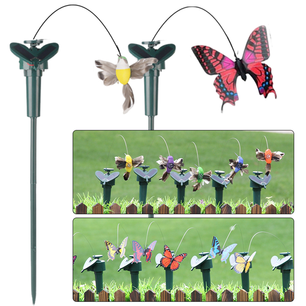 Solar Garden Dancing Ornament Solar Powered Flying Wobble Butterfly Bird Garden Stake for Patio Landscape Outside Ornament Decor