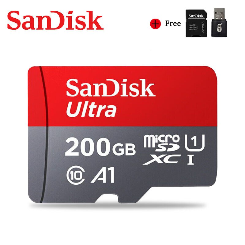 SanDisk Ultra Micro SD 32GB 64GB 128GB 200GB 256GB 16GB 400GB microSD Memory Card A1 Class10 UHS-1 98MB/S TF/SD Card For phone: 200GB-AP-CYCR