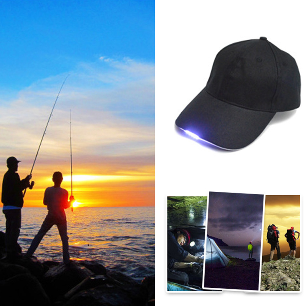 Mænd kvinder baseball cap med ledet lys hat til natfiskeri camping fiskeri hat lys op ledet rejse cap hat chapeu  #20