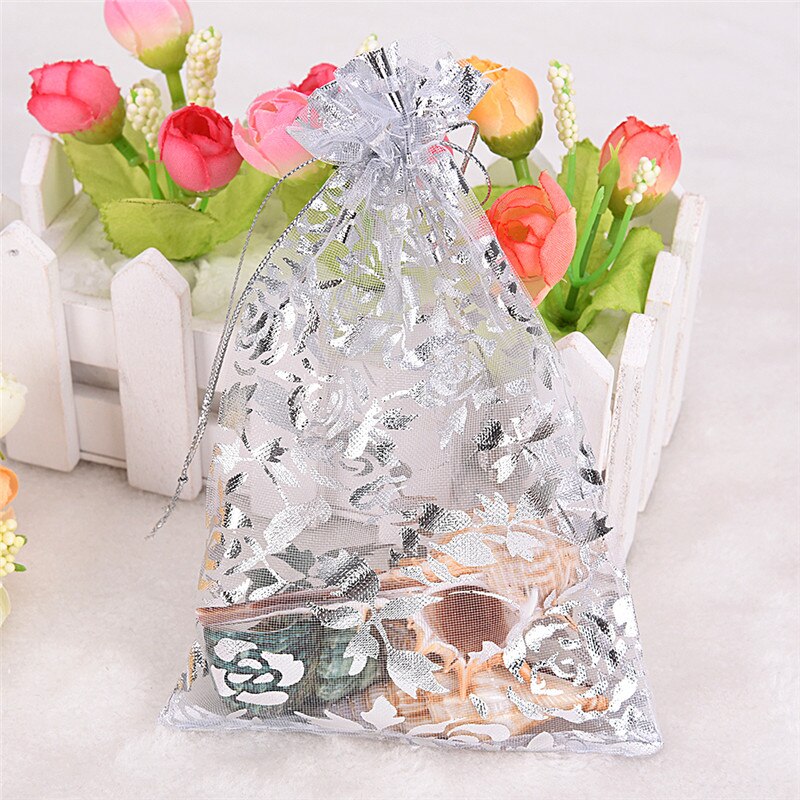 10pcs/set Organza Candy Jewelry Wedding Pouch Bags 3szie Mix Color For Party Year Use Random