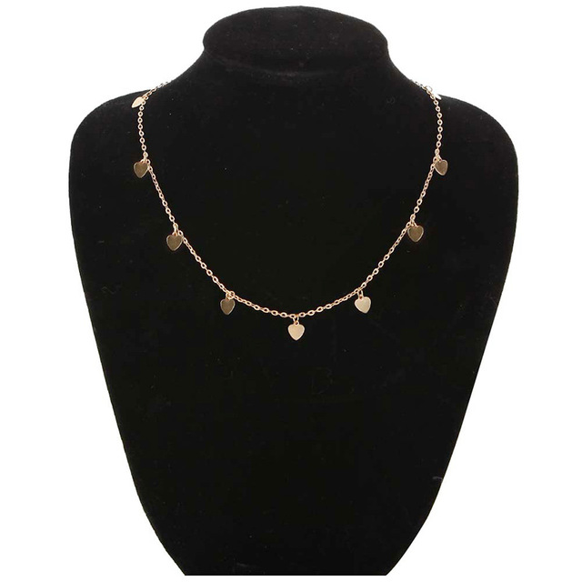 Accesorios de para mujer collar con colgante de estrella de oro de aleación Natural y collar con colgante de corazón Cadena de clavícula delgada para mujer: Golden heart